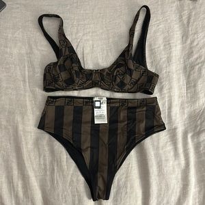 Fendi checkered logo two piece bikini high waist 46